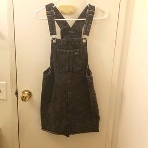 Would Fable Pinafore soft Black Overall Denim Skirt Raw Hem size XS